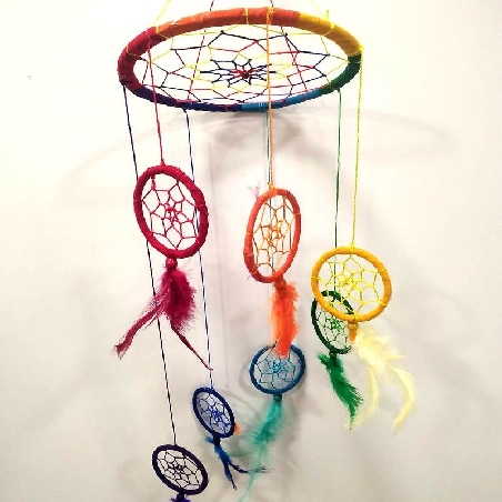 Atrapasueños 7 chakras colgante Apas13 45 x 17 cms. Atrapasueños 7 chakras colgante Apas13 45 x 17 cms.