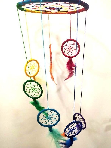 Atrapasueños 7 chakras colgante Apas13 45 x 17 cms.