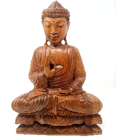 Buda de madera en flor de loto- 40 cms