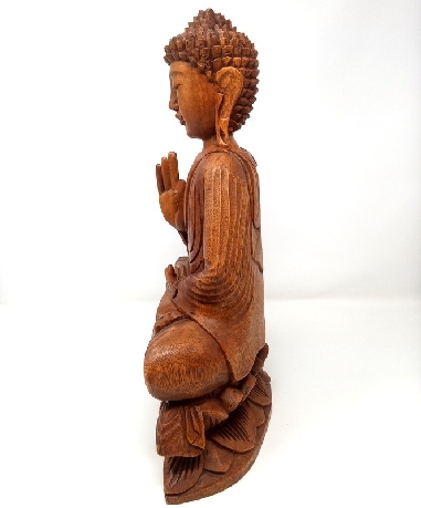 Buda de madera en flor de loto- 40 cms