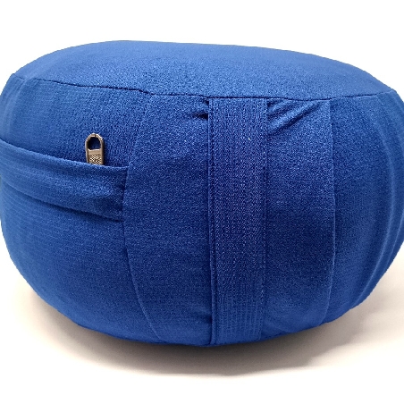 Zafu. Cáscara de espelta ecológica. Azul. Mediano