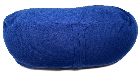 Zafu cáscara espelta ecológica. Azul. Media luna