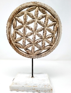 Flor de la vida con base de madera