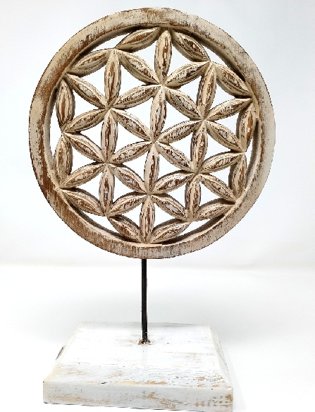 Flor de la vida con base de madera