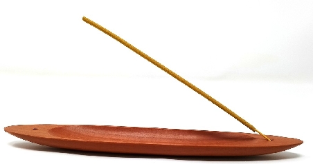 Incensario ovalado de madera veta natural- Corto