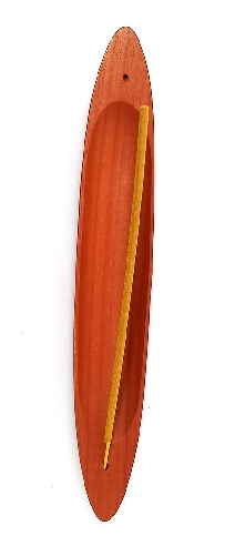 Incensario ovalado de madera veta natural- Corto