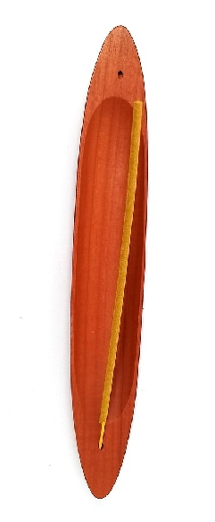 Incensario ovalado de madera veta natural- Corto