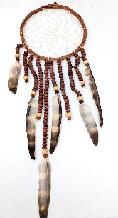 Atrapasueños cuentas madera Apas47  17 x 50 cms.