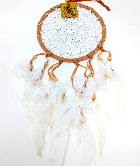 Atrapasueños mandala blanco Apas50  17 x 40 cms.