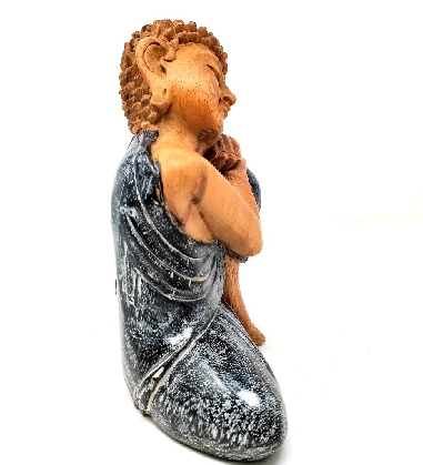 Buda de madera azul decapado 21 cms.