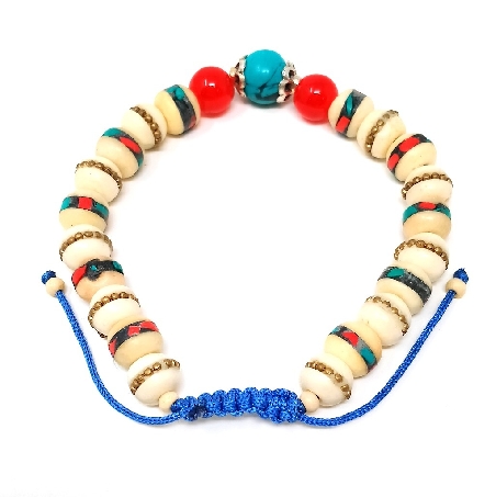 Pulsera de hueso blanco con turquesita