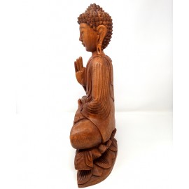 Buda de madera en flor de loto- 40 cms