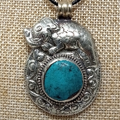 Medallón tibetano turquesita colgmet256