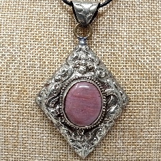 Medallón tibetano Rodonita colgmet259