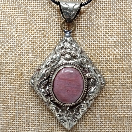 Medallón tibetano Rodonita colgmet259