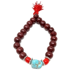 Pulsera de palo de rosa con turquesita elástica