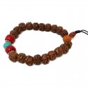 Pulsera de rudraksa pulida con turquesita