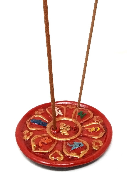 Incensario de terracota "Om mane padme hum" grande