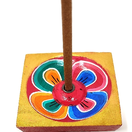 Incensario de madera "Flor de loto" cuadrado