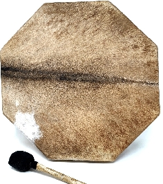 Tambor chamánico octogonal con pelo 60 cms.