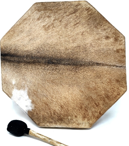 Tambor chamánico octogonal con pelo 60 cms.