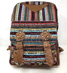 Mochila cuero y algodón grande