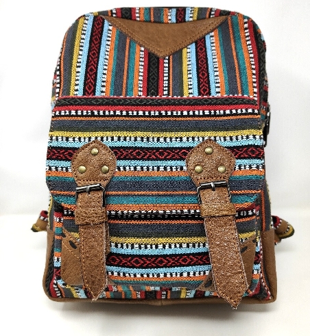 Mochila cuero y algodón grande