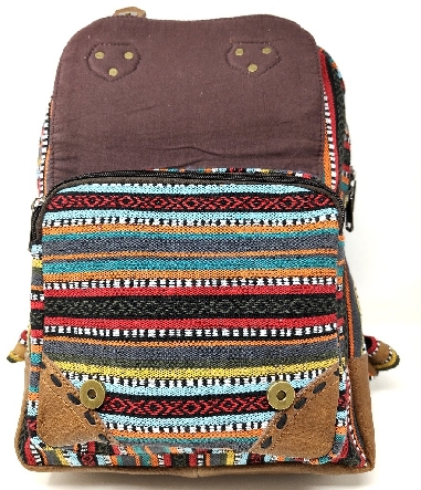 Mochila cuero y algodón grande