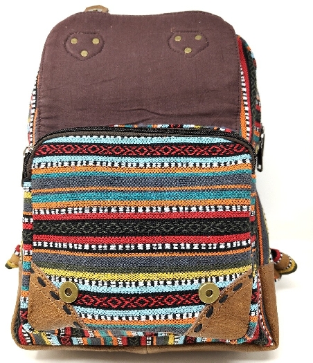 Mochila cuero y algodón grande