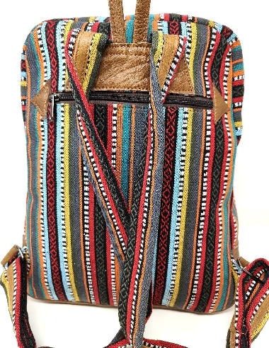 Mochila cuero y algodón grande