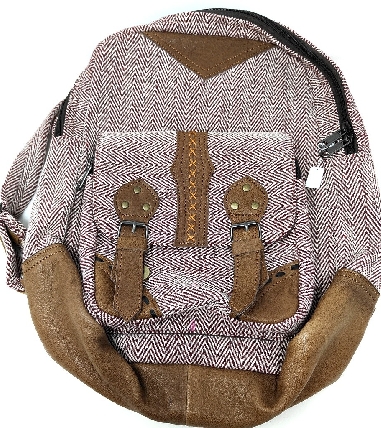 Mochila cuero y algodón grande