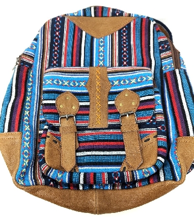 Mochila cuero y algodón grande