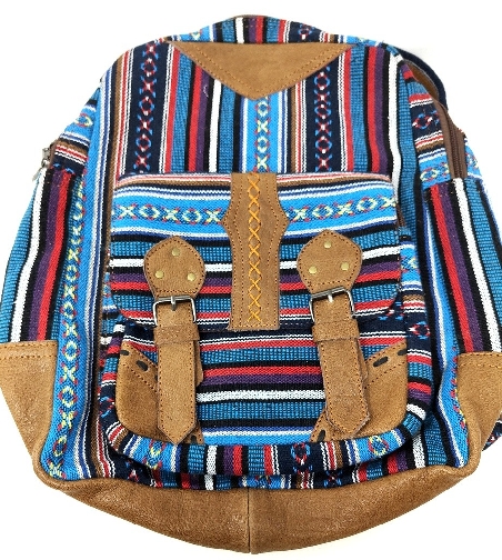 Mochila cuero y algodón grande