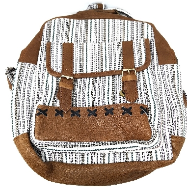 Mochila cuero y algodón grande