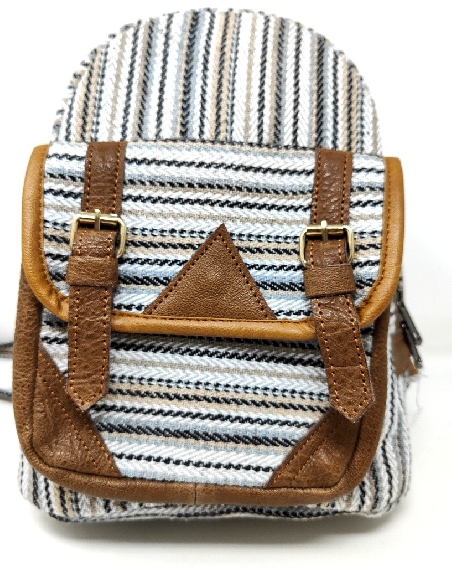 Mochila de cuero y algodón mediana Mochila de cuero y algodón mediana