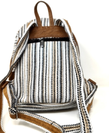 Mochila de cuero y algodón mediana