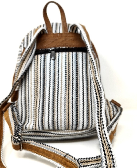 Mochila de cuero y algodón mediana Mochila de cuero y algodón mediana