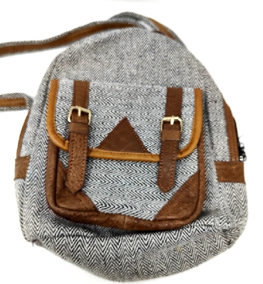 Mochila de cuero y algodón mediana