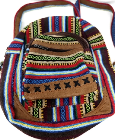 Mochila de cuero y algodón mediana