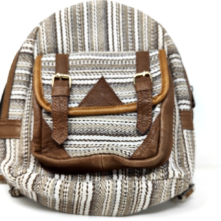 Mochila de cuero y algodón mediana Mochila de cuero y algodón mediana