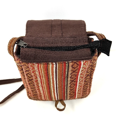 Bolso cuero y algodón cierre simple pequeño