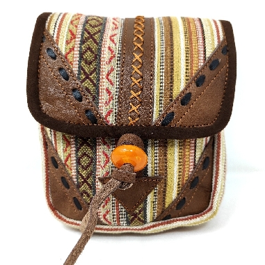 Bolso cuero y algodón cierre simple pequeño