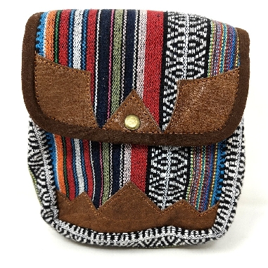 Bolso cuero y algodón cierre simple pequeño