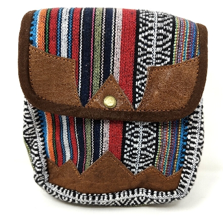 Bolso cuero y algodón cierre simple pequeño