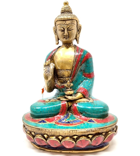 Estatua Amoghasiddhi con pedrería