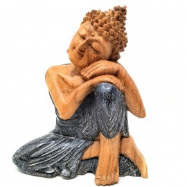 Buda de madera azul decapado 21 cms.