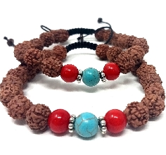 Pulsera de rudraksa con turquesita II