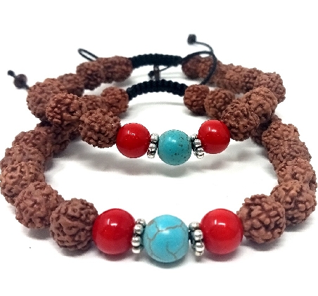 Pulsera de rudraksa con turquesita II