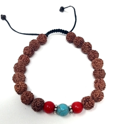 Pulsera de rudraksa con turquesita II