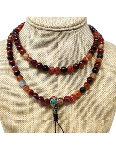 Mala de Cornalina bandeada con estupa de pedrería